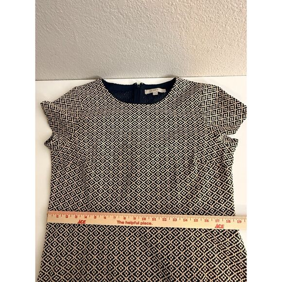 Loft Dress Peplum Wiggle Ruffle Blue Orange Size 14 - Picture 7 of 10